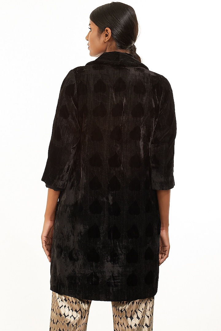 Black Embroidered Velvet Jacket by Abraham & Thakore at Pernia's Pop Up Shop