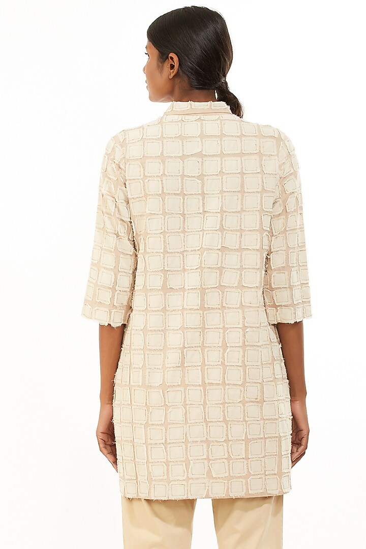 Beige Check Viscose Jacket by Abraham & Thakore at Pernia's Pop Up Shop