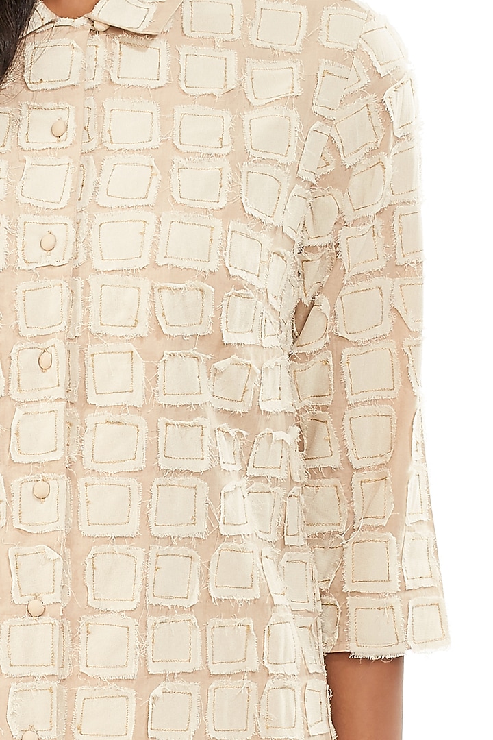 Beige Check Viscose Jacket by Abraham & Thakore at Pernia's Pop Up Shop