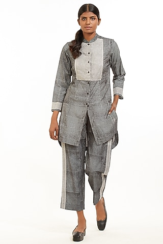 Black Block Print Shirt by Abraham & Thakore
