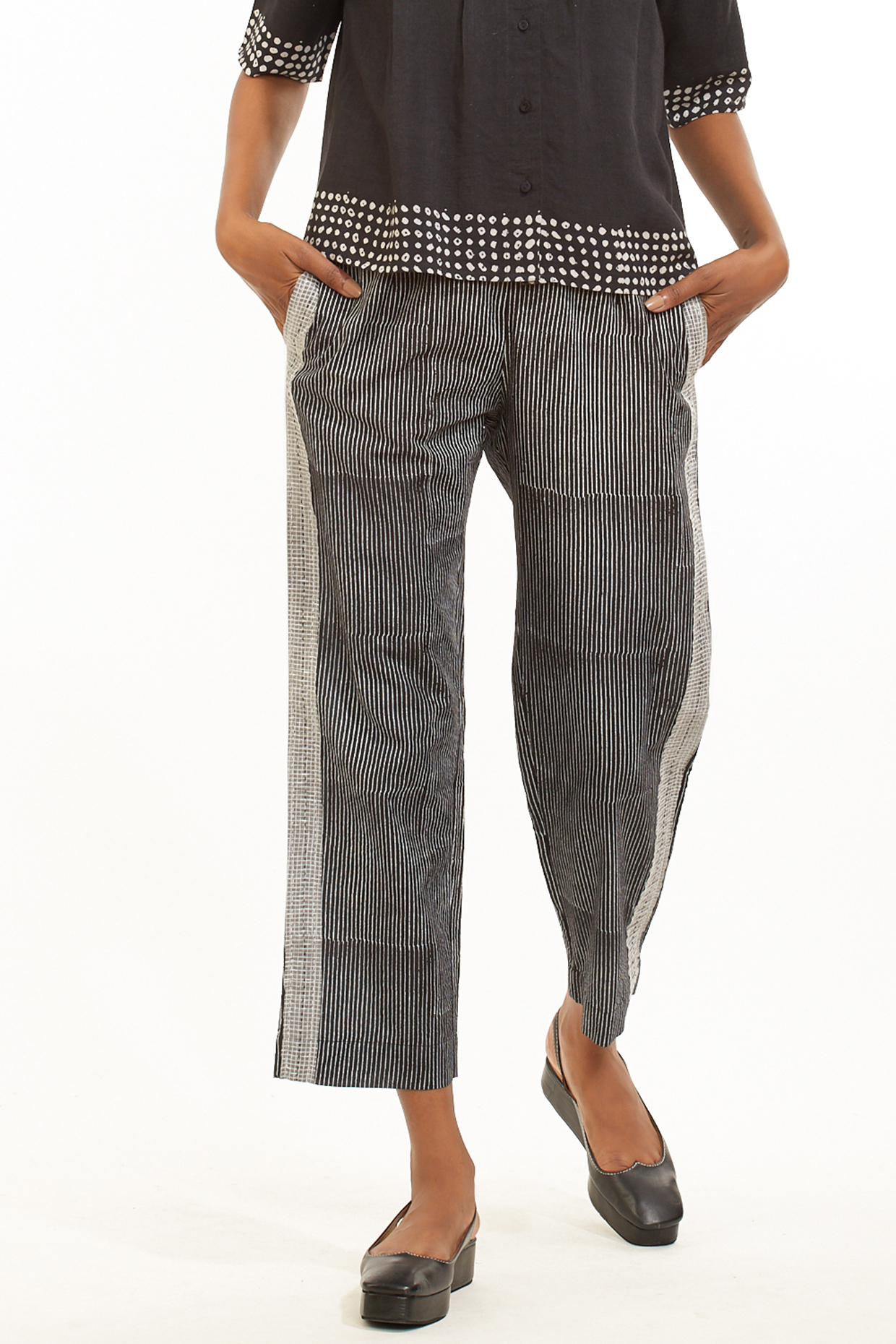 Black Block Print Pants by Abraham & Thakore at Pernia's Pop Up Shop