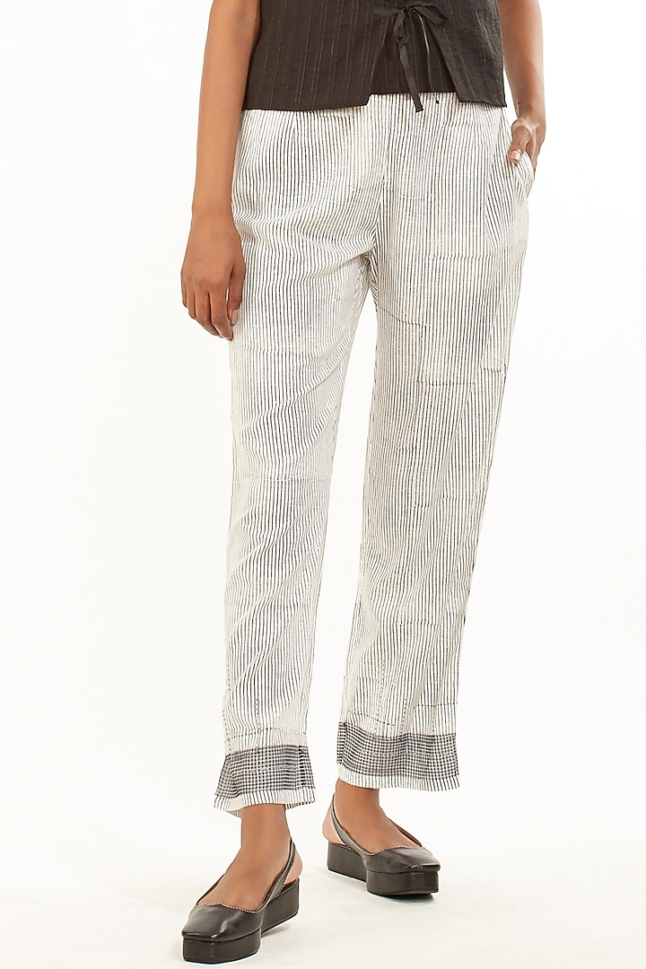 Ivory Block Print Pants by Abraham & Thakore at Pernia's Pop Up Shop