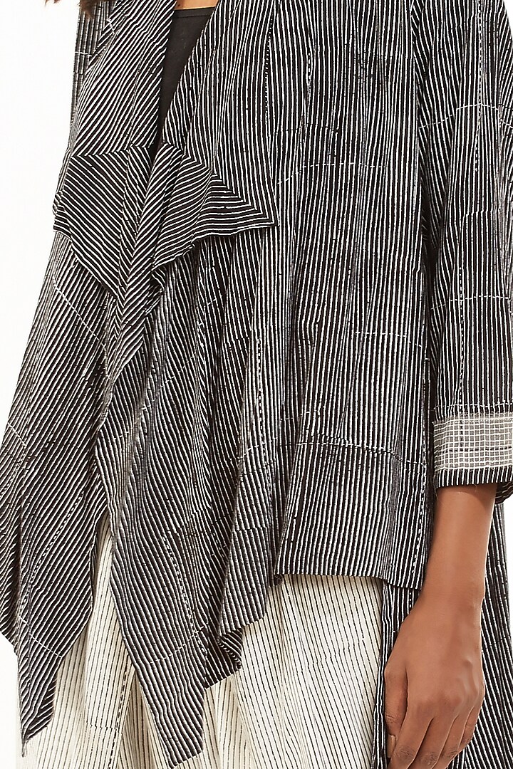 White Striped Print Jacket by Abraham & Thakore at Pernia's Pop Up Shop
