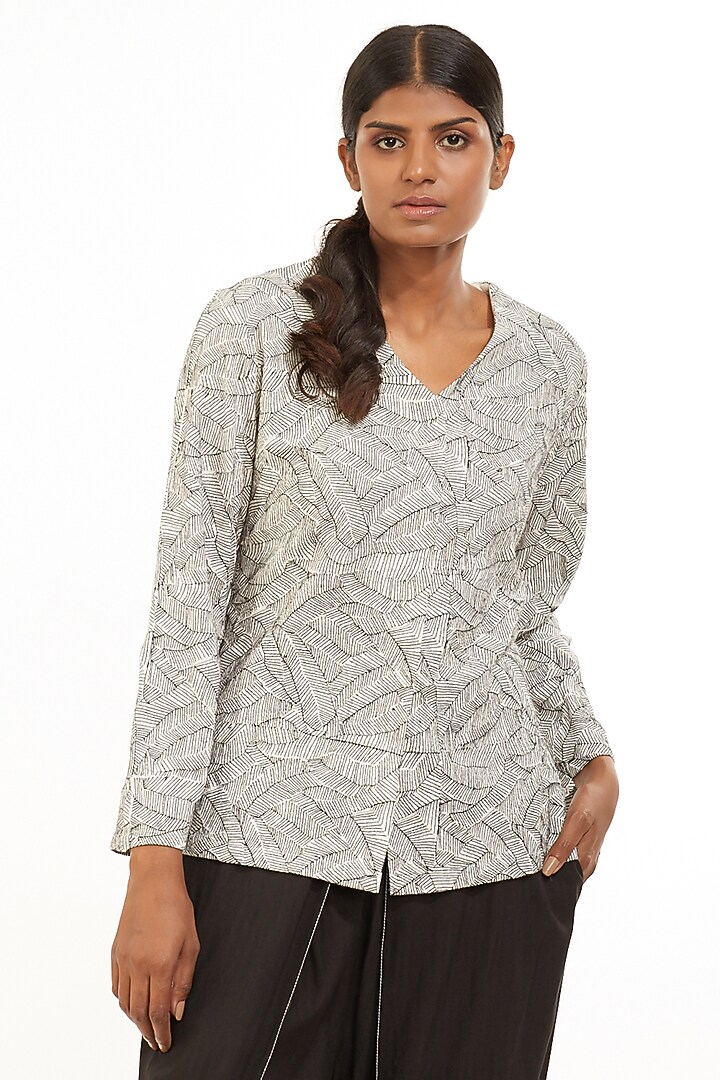 White Embroidered Viscose Jacket by Abraham & Thakore at Pernia's Pop Up Shop