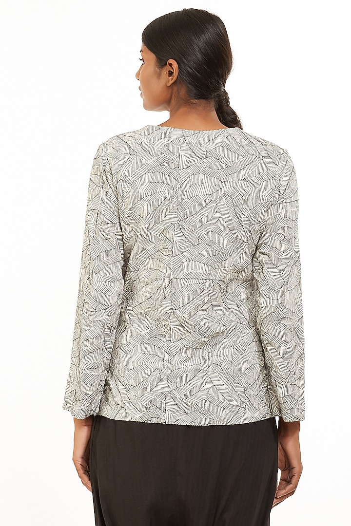 White Embroidered Viscose Jacket by Abraham & Thakore at Pernia's Pop Up Shop