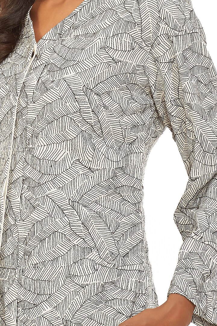 White Embroidered Viscose Jacket by Abraham & Thakore at Pernia's Pop Up Shop