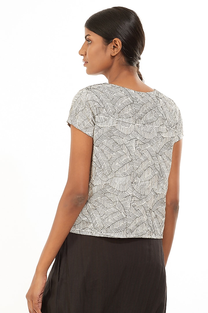 White Textured Viscose Top by Abraham & Thakore at Pernia's Pop Up Shop