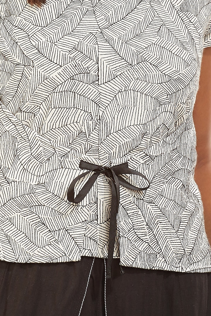 White Textured Viscose Top by Abraham & Thakore at Pernia's Pop Up Shop