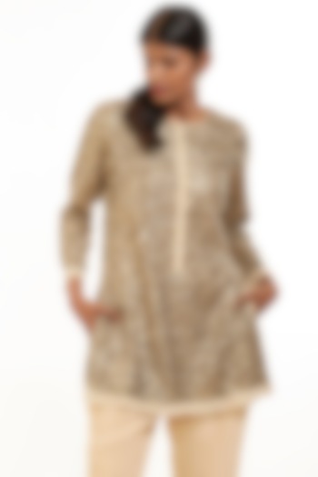 Gold Hand Embroidered Tunic by Abraham & Thakore at Pernia's Pop Up Shop