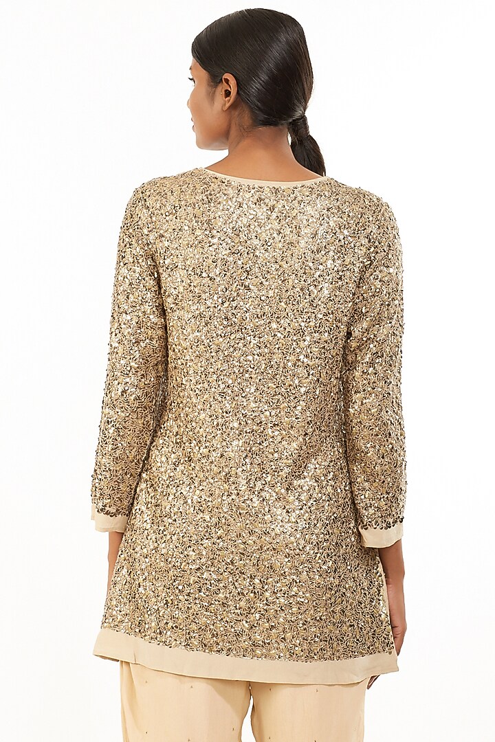 Gold Hand Embroidered Tunic by Abraham & Thakore at Pernia's Pop Up Shop