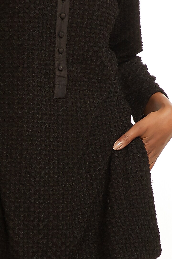 Black Appliques Embroidered Tunic by Abraham & Thakore at Pernia's Pop Up Shop