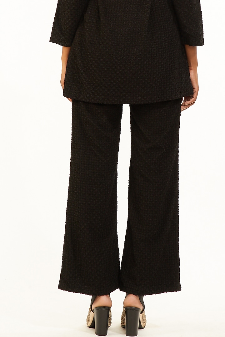 Black Cutwork Embroidered Pants by Abraham & Thakore at Pernia's Pop Up Shop