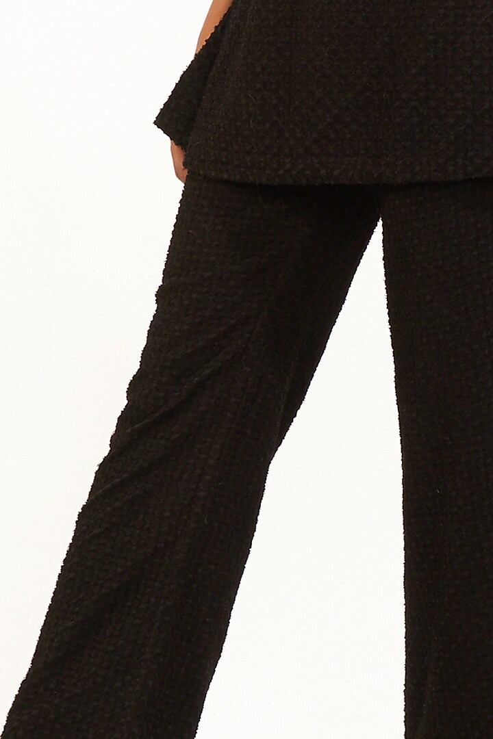 Black Cutwork Embroidered Pants by Abraham & Thakore at Pernia's Pop Up Shop