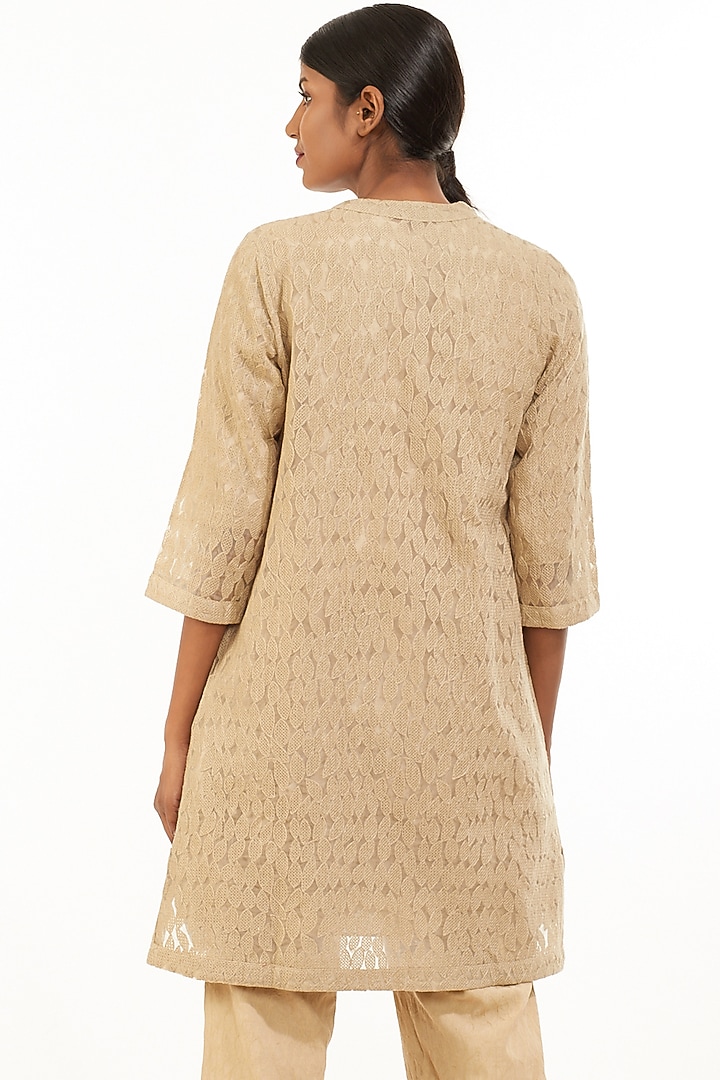 Beige Jaal Embroidered Jacket by Abraham & Thakore at Pernia's Pop Up Shop