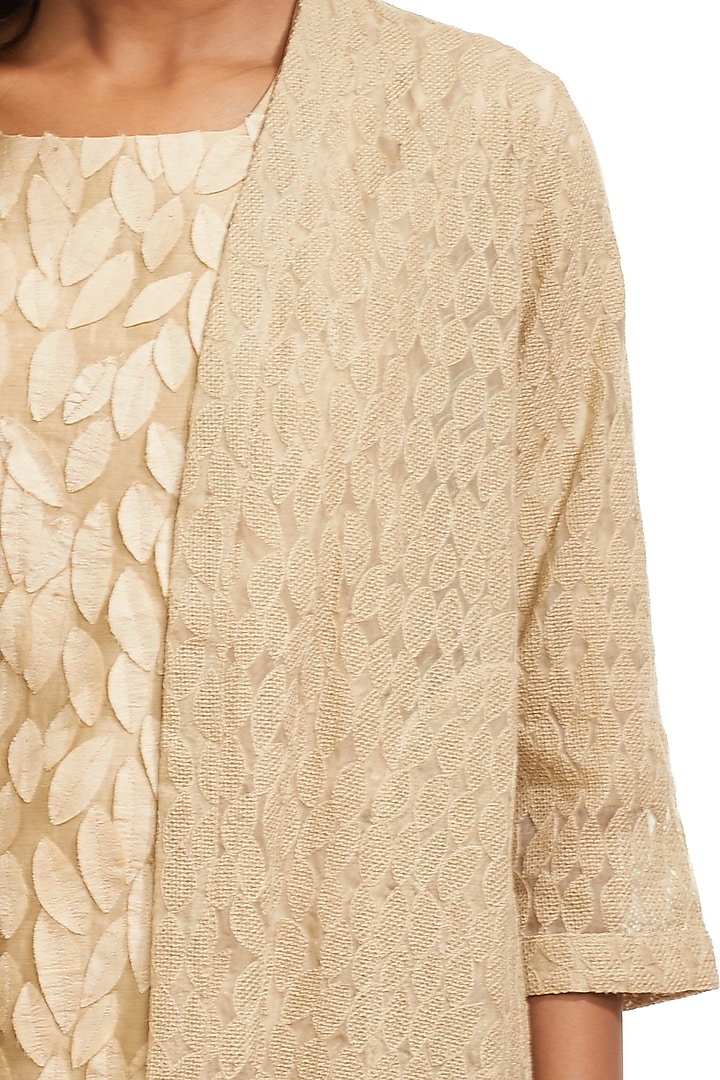 Beige Jaal Embroidered Jacket by Abraham & Thakore at Pernia's Pop Up Shop