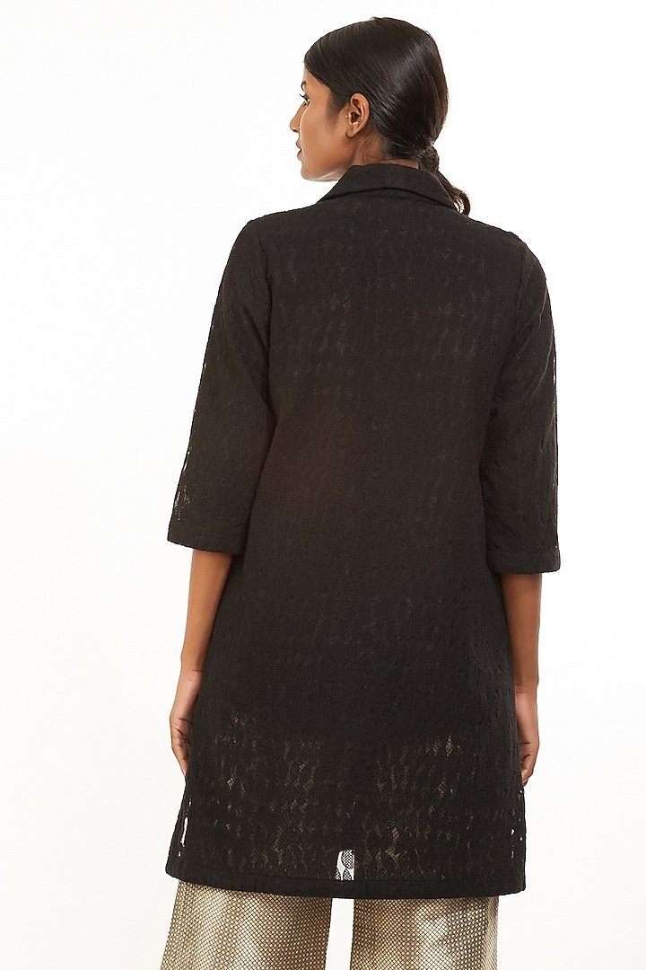 Black Jaal Embroidered Kimono Jacket by Abraham & Thakore at Pernia's Pop Up Shop