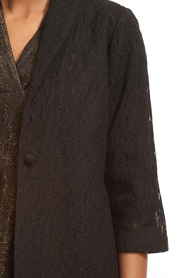Black Jaal Embroidered Kimono Jacket by Abraham & Thakore at Pernia's Pop Up Shop