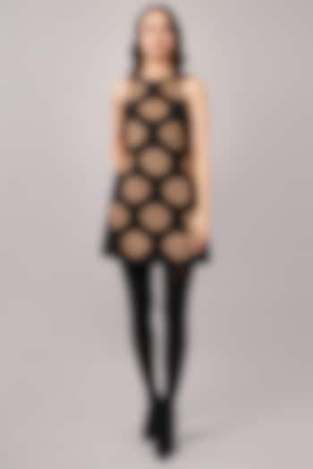 Black Viscose Georgette Embroidered Mini Vacation Dress by Abraham & Thakore at Pernia's Pop Up Shop