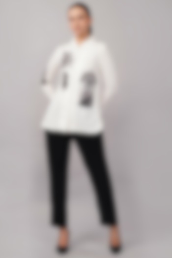 Ivory Linen Blend Printed Shirt by Abraham & Thakore at Pernia's Pop Up Shop