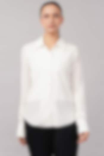 Ivory Cotton Blend Patchwork Shirt by Abraham & Thakore at Pernia's Pop Up Shop