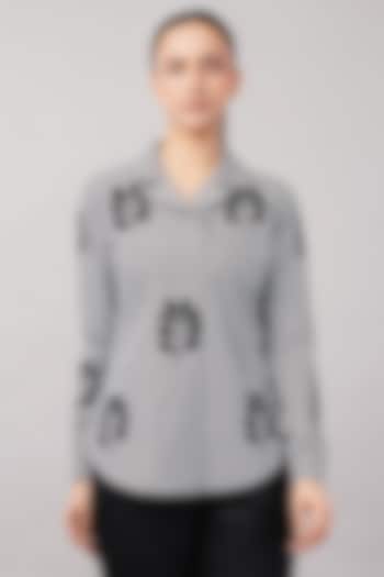 Black & Ivory Cotton Striped Shirt by Abraham & Thakore at Pernia's Pop Up Shop