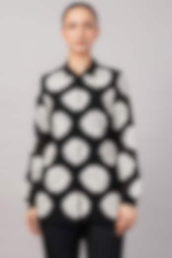 Black Viscose Georgette Embroidered Shirt by Abraham & Thakore at Pernia's Pop Up Shop