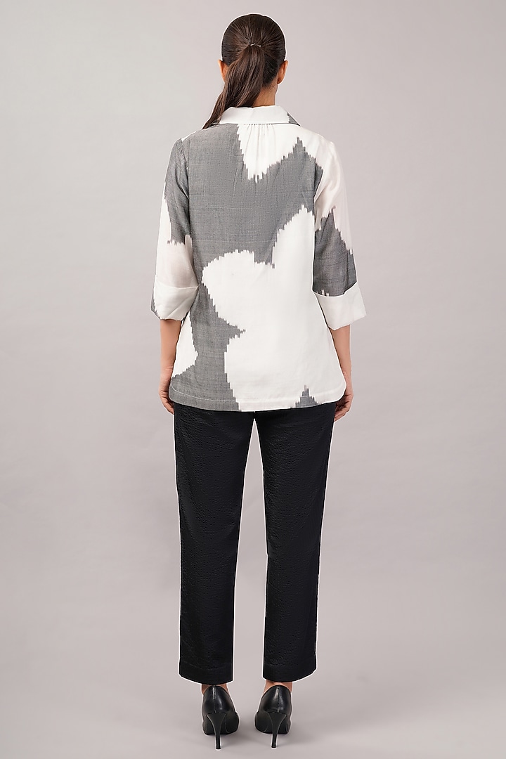 Ivory & Grey Tencel Ikat Shirt by Abraham & Thakore at Pernia's Pop Up Shop