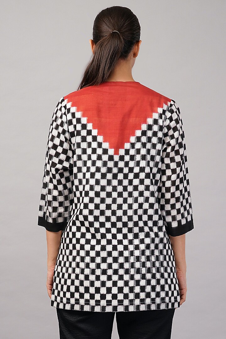 Black & Ivory Tencel Checkered Top by Abraham & Thakore at Pernia's Pop Up Shop
