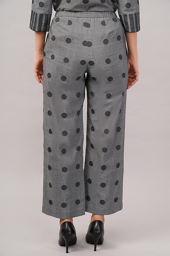 Grey Handwoven Silk & Cotton Trousers by Abraham & Thakore at Pernia's Pop Up Shop