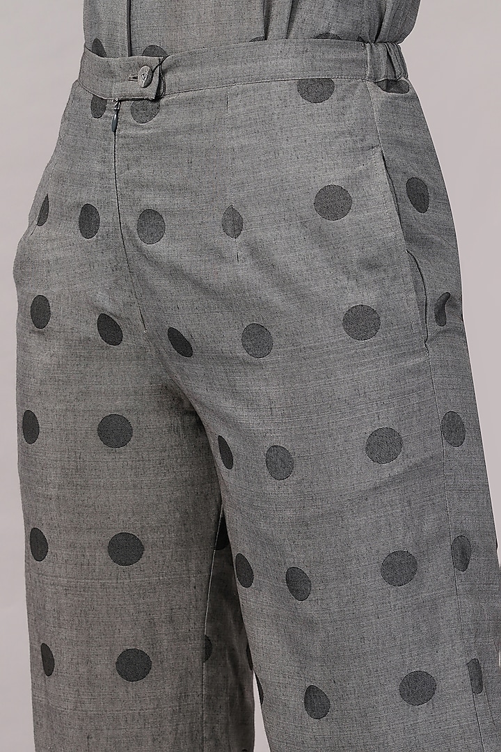 Grey Handwoven Silk & Cotton Trousers by Abraham & Thakore at Pernia's Pop Up Shop