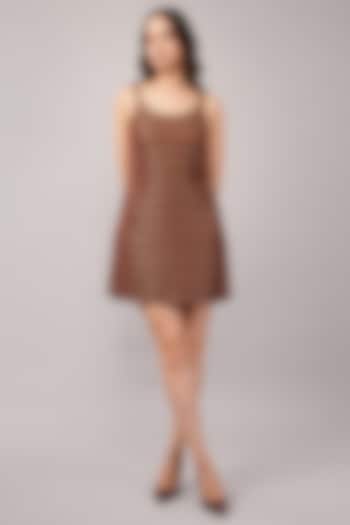 Burgundy Silk Georgette Sequins Embellished Mini Vacation Dress by Abraham & Thakore at Pernia's Pop Up Shop