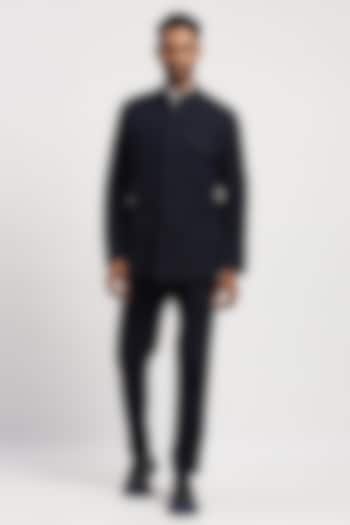 Navy Corduroy Crafted Jacket by Abraham & Thakore Men