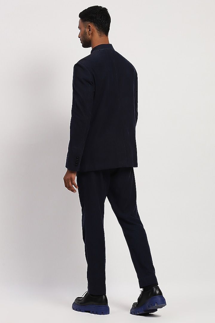 Navy Corduroy Crafted Jacket by Abraham & Thakore Men at Pernia's Pop Up Shop