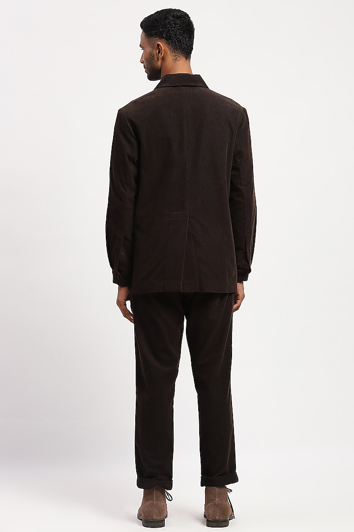 Brown Corduroy Crafted Jacket by Abraham & Thakore Men at Pernia's Pop Up Shop