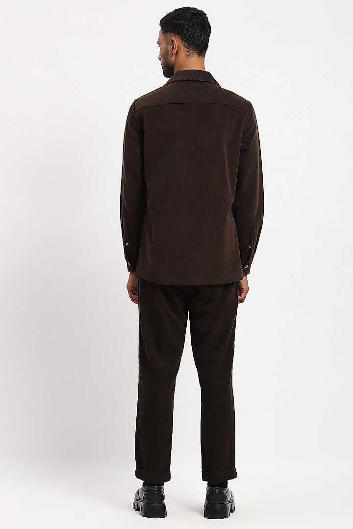 Brown Corduroy Crafted Party Wear Shirt by Abraham & Thakore Men at Pernia's Pop Up Shop