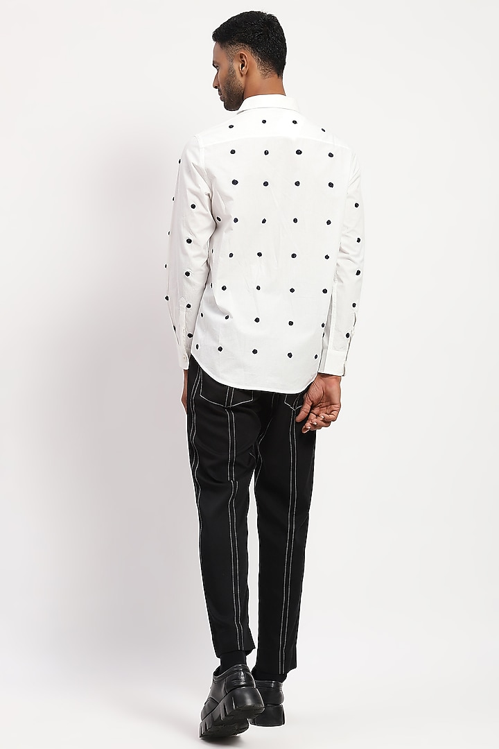 White Pure Cotton Embroidered Party Wear Shirt by Abraham & Thakore Men at Pernia's Pop Up Shop