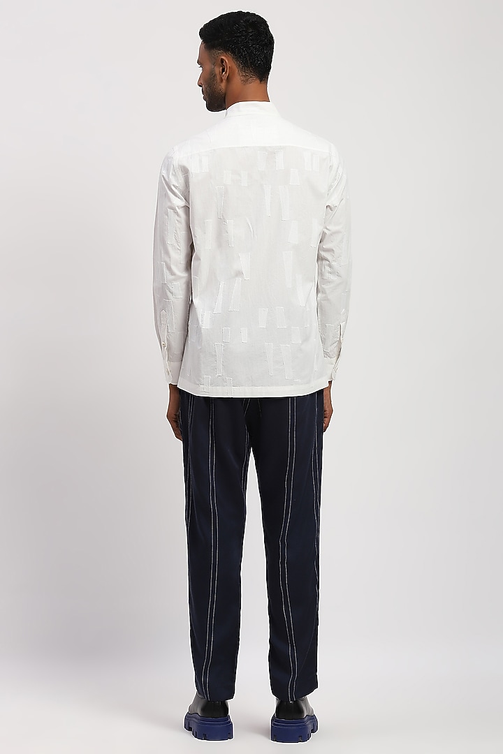 White Pure Cotton Embroidered Party Wear Shirt by Abraham & Thakore Men at Pernia's Pop Up Shop