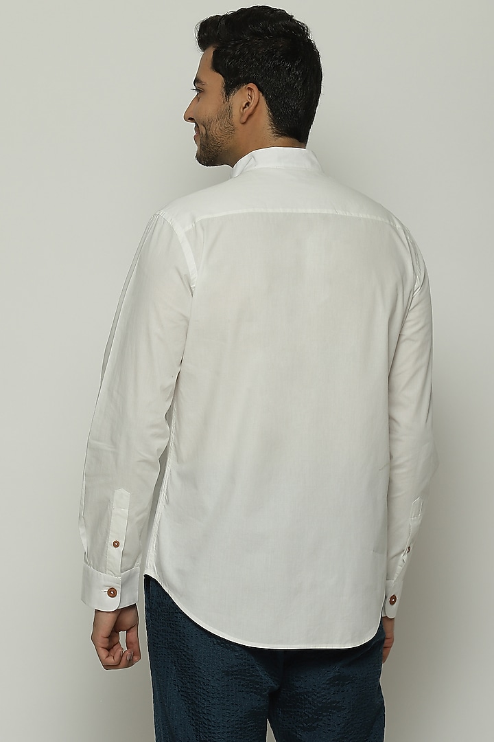 Ivory Ombre Cotton Poplin Party Wear Shirt by Abraham & Thakore Men at Pernia's Pop Up Shop