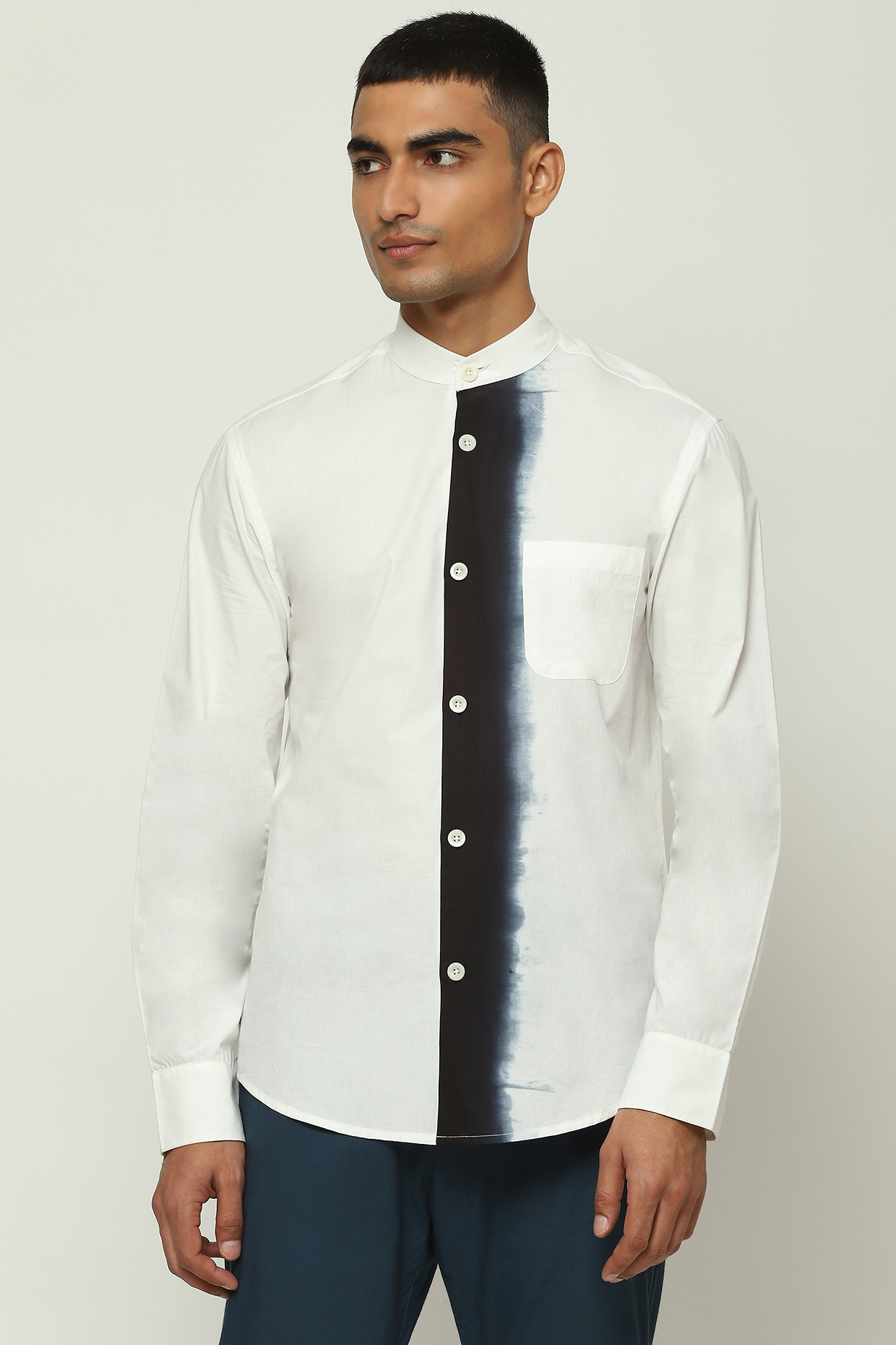 Ivory Ombre Cotton Poplin Shirt by Abraham & Thakore Men