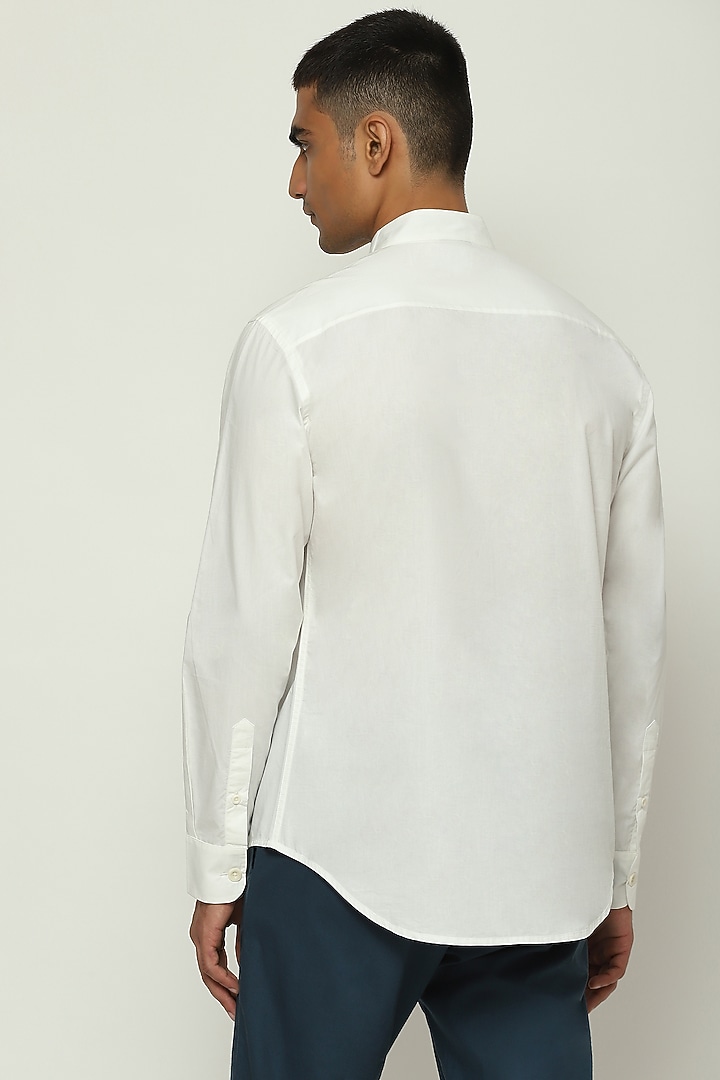 Ivory Ombre Cotton Poplin Party Wear Shirt by Abraham & Thakore Men at Pernia's Pop Up Shop