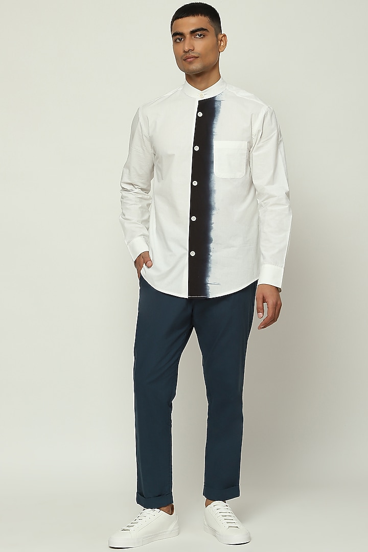 Ivory Ombre Cotton Poplin Party Wear Shirt by Abraham & Thakore Men at Pernia's Pop Up Shop