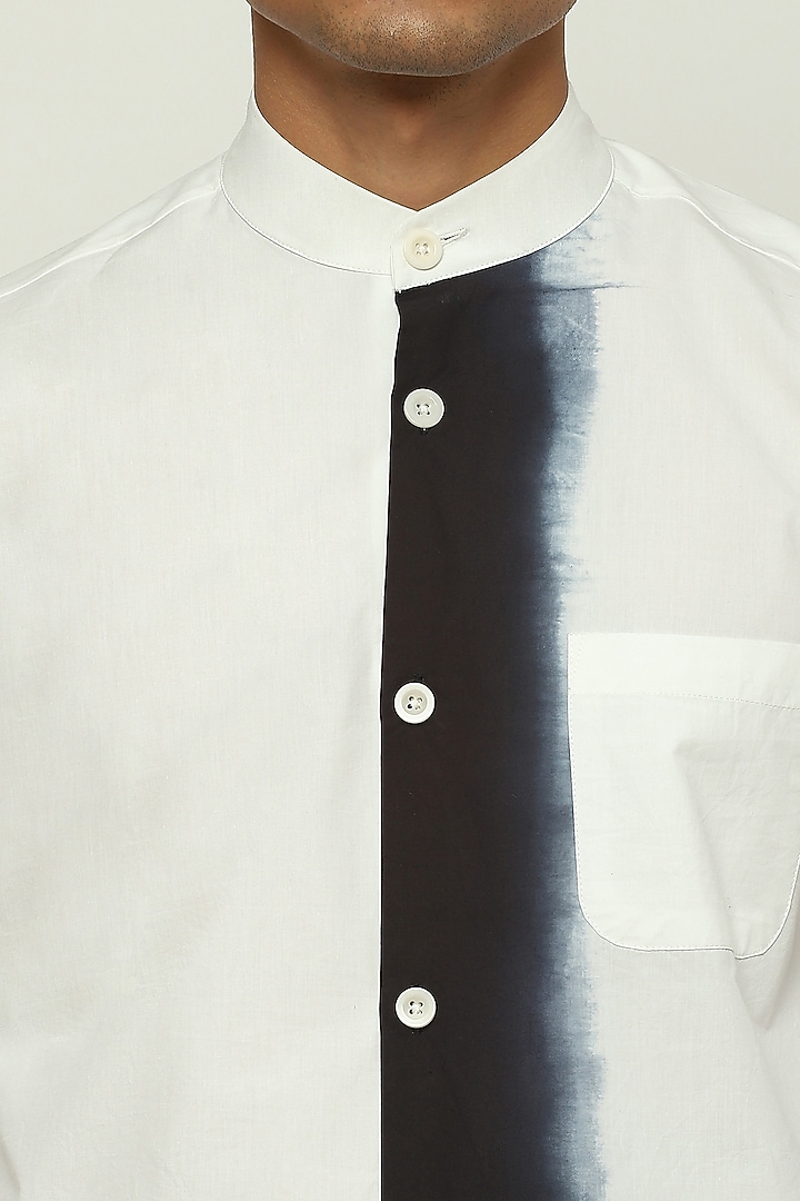 Ivory Ombre Cotton Poplin Party Wear Shirt by Abraham & Thakore Men at Pernia's Pop Up Shop