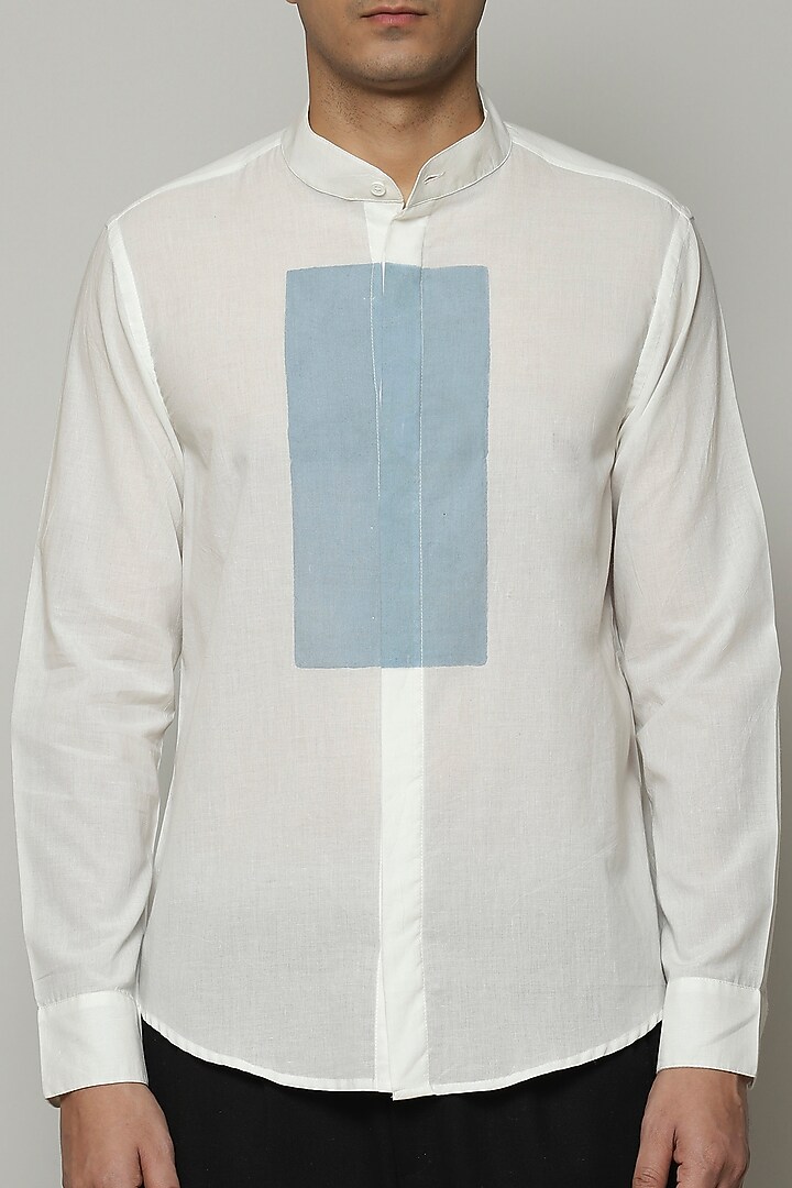 Ivory Cambric Party Wear Shirt by Abraham & Thakore Men at Pernia's Pop Up Shop