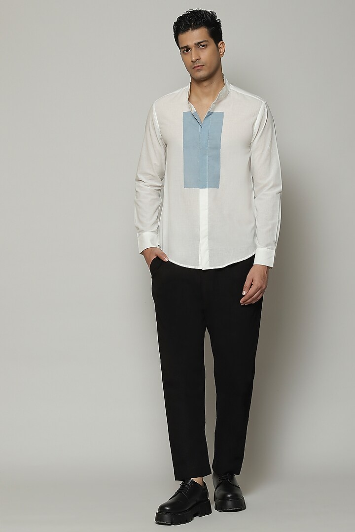 Ivory Cambric Party Wear Shirt by Abraham & Thakore Men at Pernia's Pop Up Shop