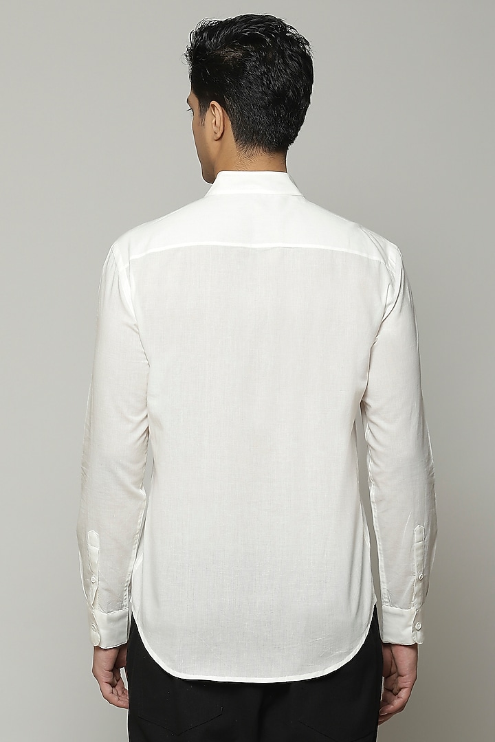 Ivory Cambric Party Wear Shirt by Abraham & Thakore Men at Pernia's Pop Up Shop