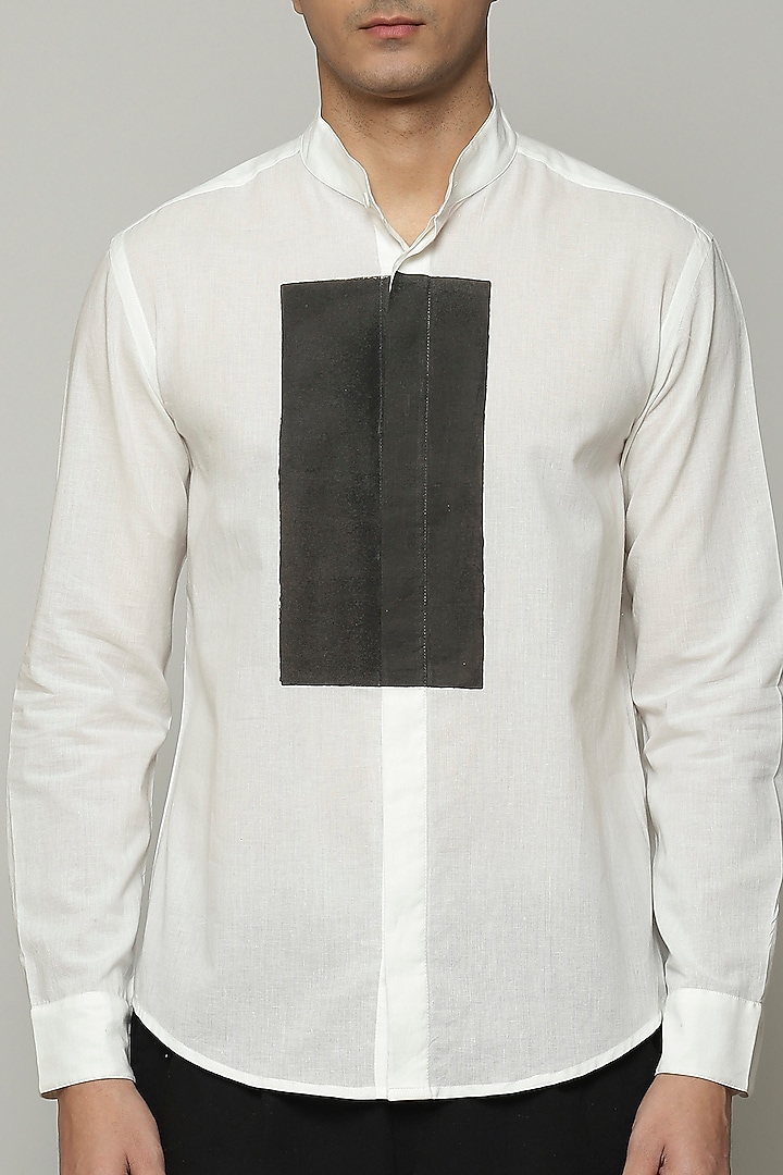 Ivory Cambric Party Wear Shirt by Abraham & Thakore Men at Pernia's Pop Up Shop