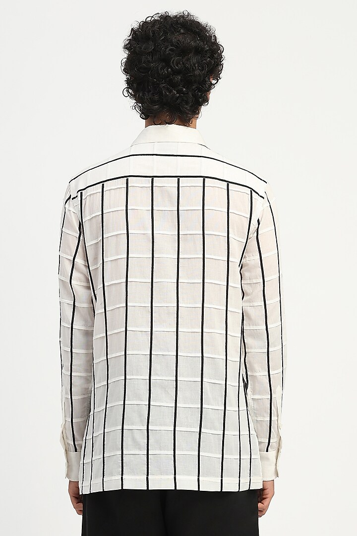 Ivory Cambric Cotton Party Wear Shirt by Abraham & Thakore Men at Pernia's Pop Up Shop
