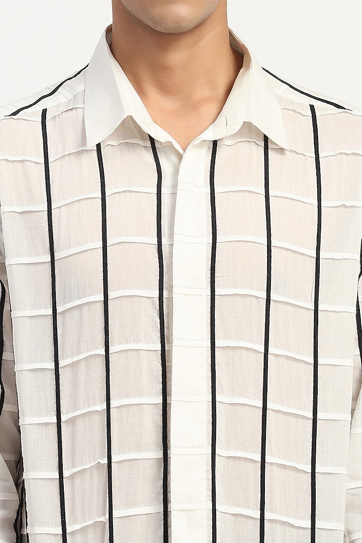 Ivory Cambric Cotton Party Wear Shirt by Abraham & Thakore Men at Pernia's Pop Up Shop