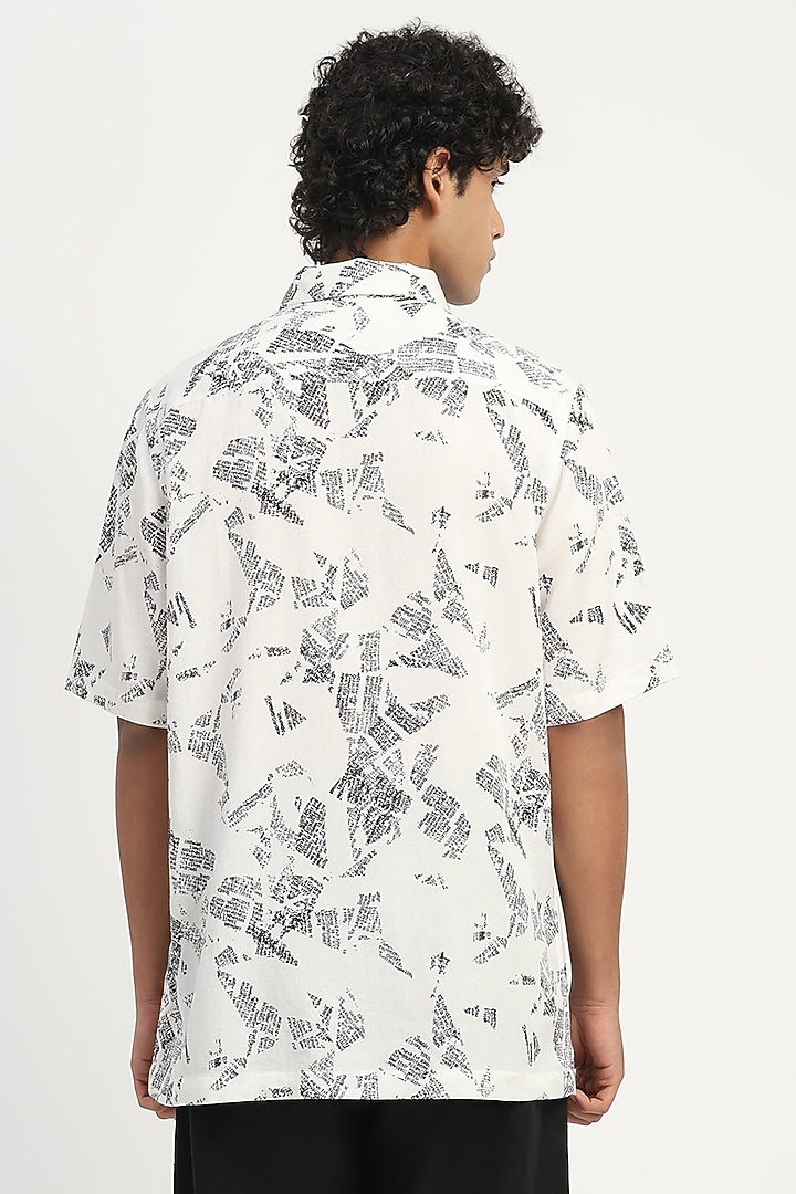 Ivory Tencel Flex Printed Party Wear Shirt by Abraham & Thakore Men at Pernia's Pop Up Shop