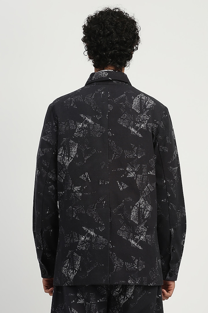 Black Cotton Printed Party Wear Shirt by Abraham & Thakore Men at Pernia's Pop Up Shop